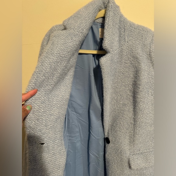 LOFT Cozy Herringbone Coat Cotton Blue Size XXS - Picture 12 of 15
